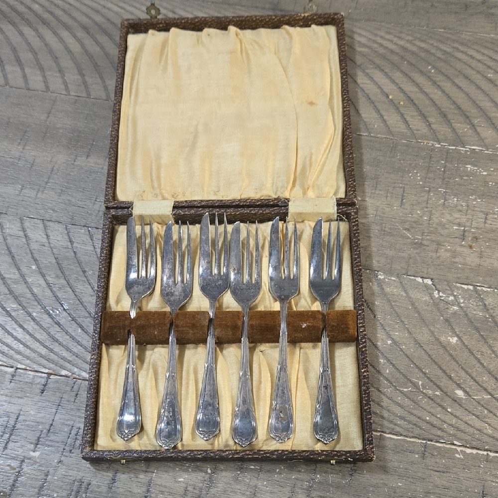 Elegant Silver Vintage Fork Set in Case
